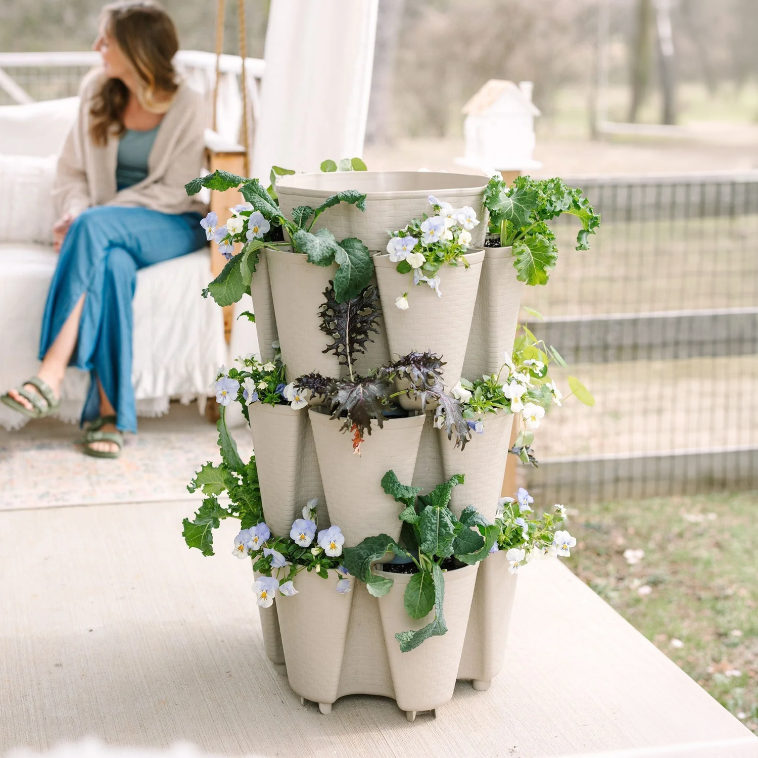 3 Tier GreenStalk Garden Original Vertical Planter - Basket Weave Texture