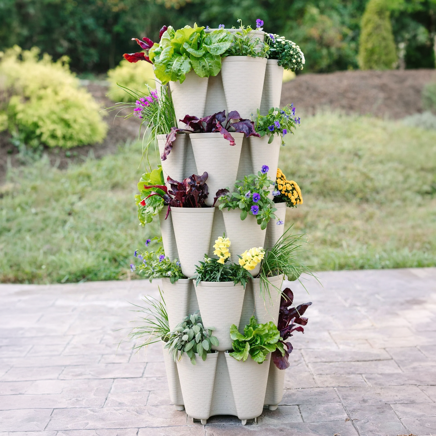 5 Tier GreenStalk Garden Original Vertical Planter - Basket Weave Texture